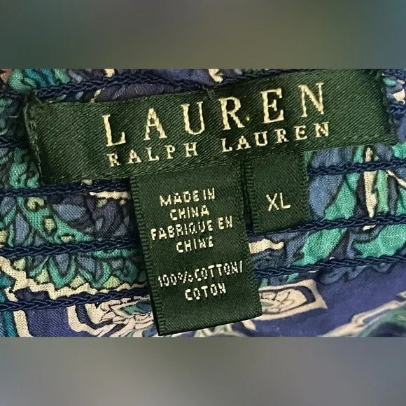 Lauren Ralph Lauren- Blue and Green Floral Blouse Size XL - Picture 7 of 7